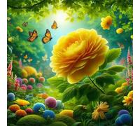 Yellow Peonies Woods 150 Piece Jigsaw Puzzles for Adults and Kids, Impossible Puzzle, Jigsaws 150 pieces for adults Gifts, Difficult jigsaw puzzles for The Whole Family