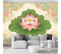 Yellow Photo Wallpaper Mural 500 x 280 cm Traditional Floral Auspicious Cloud Patterns Non-Woven Premium Art Print Fleece Wall Mural Decoration Poster Picture Design Modern for Bedroom Living Room