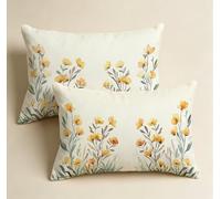 Yellow Pillow Cases 2 Pack,Little Flower Cushion Covers 40cmx60cm, Velvet Fabric long Pillow Case-Soft & Breathable with Invisible Zipper for Living Room Sofa Bed Bench Bedroom Home Decor-85510
