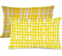 yellow Pillows 2 Pack Tartan Pillow Protectors 50x70 Linen Pillow Case 2 Pack, With Hidden Zipper Pillowcases, Pillows Hotel Quality, Bedding Standard Size Pillowcase, Home Room Bed Decoration R-482