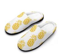 Yellow Pineapple Ananas Silhouette Breathable Slippers Women Slip On Winter Warm House Slippers Shoes Bedroom 7-8(39-40