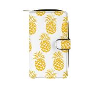 Yellow Pineapple Ananas Silhouette Long Purses for Women Leather Card Holder Mens Wallet Coin Purse