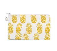 Yellow Pineapple Ananas Silhouette Portable Canvas Coin Purse Fashion Pencil Case Travel Makeup Bag