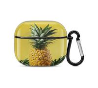 Yellow Pineapple Bluetooth Earbuds Case Cover Full Body Shockproof Protection Hard Case Support Wireless Charging with Keychain Personalized Gift for AirPods 3
