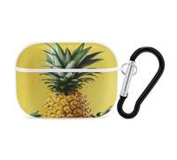Yellow Pineapple Earbuds Organizer Shockproof Protective Airpods Pro Cover with Carabiner Clip Anti Fall Carrying Earphone Case Cover for Airpods Pro 2nd Generation White