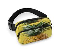 Yellow Pineapple Fanny Pack Belt Bag with Adjustable Strap Fashion Waist Bag for Outdoor Sports Hiking, white, 20x13cm, Full Printed Waist Bag