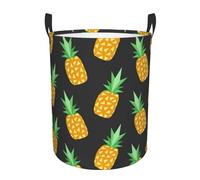 Yellow Pineapple Laundry Basket Dirty Clothes Bag Round, Durable Single Oxford Fabric, Two Sizes