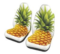 Yellow pineapple on white background illustration Car Seat Covers Set 2 Pieces Universal Seat Covers for Cars Front Seats Protector Elastic Bucket Auto Seat Cushion Covers Funny Car Interior Covers