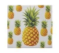 Yellow Pineapple on White Background Illustration Chair Cushion for Dining Chairs Breathable Square Chair Pads Non-Slip Seat Cushions Memory Foam Pad Floor Pillow for Meditation Or Yoga 13.8”x15”