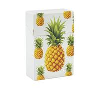 Yellow Pineapple on White Background Illustration Cigarette Case - Waterproof & Crush Proof Cigarette Holder Case for 20 King Size Cigarettes, Portable Pocket Size Travel Box for Men & Women