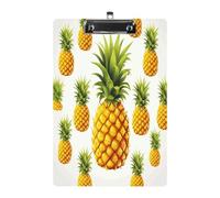 Yellow Pineapple on White Background Illustration Clipboard Sturdy Low Profile Clip Clipboards Hanging Hole with Hanging Clipboard Acrylic Clip Board Holds 100 Sheets12.5x8.5In