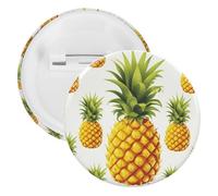 Yellow Pineapple on White Background Illustration Lapel Pins Round Metal Brooch Badge Cute Tie Tack Pin for Hats, Clothing, Bags Unique Fashion Accessories Gift for Men & Women, white, 5PCS