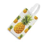 Yellow Pineapple on White Background Illustration Luggage Tag Cute Unique Travel Bag Tag Personalized Luggage Tag ID Label Address Card And Durable Round Ring Travels Gift Airport Essentials White-sty
