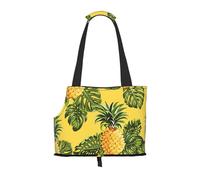 "Yellow Pineapple Prints Small Dog Carrier Bag, Portable Cat Carrier Handbag, Foldable Pet Carrier Bag, Personalized Pattern Design"