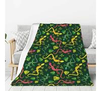 Yellow Pink Cute Lizard Throw Blanket 30x40 Inch, Super Soft Cozy Plush Throw Blanket for Couch Sofa Bed, Lightweight Fuzzy Comfy Warm Flannel Blanket & Throws All Season Use