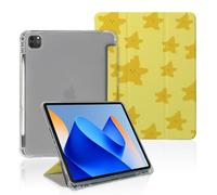 Yellow Pixel Stars Case Compatible with IPad 9th 8th 7th Generation 10.9 Inch 2021/2019/2018,Funny Cover with Trifold Stand + Pencil Holder for Boys Girls,iPad Pro 11inch 2024