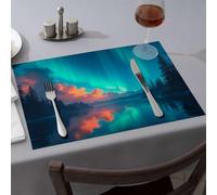 Yellow Placemats Aurora Borealis Over The Lake Dining Place Mats Golden Girls Gifts Easter Placemats(1PCS)