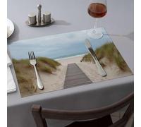 Yellow Placemats Path To The Beach: A Serene Coastal Scene Dining Place Mats Golden Girls Gifts Easter Placemats(1PCS)