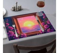 Yellow Placemats Sunset Serenity Through The Window Dining Place Mats Kitchen & Table Linens Western Tablecloth(1PCS)