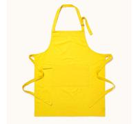 HOMESCAPES Plain Cotton Yellow Apron with Large Pocket and Adjustable Straps - 80 x 85 cm