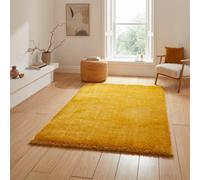 Yellow Plain Shaggy 45mm Thick Stain-Resistant Rug For Bedroom, & Dining Room, Easy To Clean Modern Rug-160Cm X 230Cm