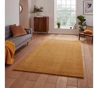 Yellow Plain Shaggy Modern Rug Easy To Clean Dining Room-60Cm X 115Cm