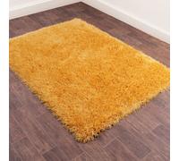 Yellow Plain Shaggy Modern Sparkle Easy To Clean Rug For Dining Room Bedroom And Living Room-80Cm X 150Cm