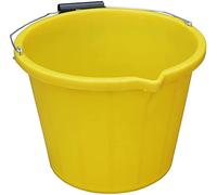 Yellow Plastic Builders Bucket 3 Gallon 14 Litre Water Mixing Storage Strong with Measuring Guide Handle And Spout Made in U.K (1 Pack)