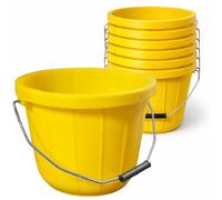 Yellow Plastic Calf Feed Buckets Heavy Duty with Metal Handle - 2 Gallon 10L Bucket - 10 Pack