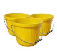 Yellow Plastic Calf Feed Buckets Heavy Duty with Metal Handle - 2 Gallon 10L Bucket 3 Pack