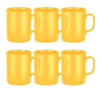 Yellow Plastic Mugs 275ml UK Made Ceramic Looking Pack of 6, Lightweight Durable Coffee Cups with Handles, Dishwasher Microwave Safe, Camping, Picnic, Ideal for Children