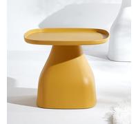 Yellow Plastic Side Table - Small Nightstand for Living Room & Bedroom, Versatile End Table for Couch, Drink Holder, Short Style Night Stand.