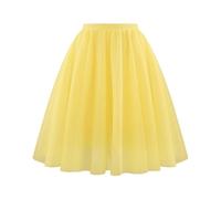 Yellow Pleated Skirts for Women - Midi, A Line, Tutu, Elasticated Waist, Mesh, Layered, Swing, Petticoat, Vintage, Prom, Party, Ballet, Tulle Skirt