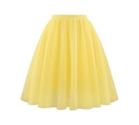 Yellow Pleated Skirts for Women - Midi, A Line, Tutu, Elasticated Waist, Mesh, Layered, Swing, Petticoat, Vintage, Prom, Party, Ballet, Tulle Skirt