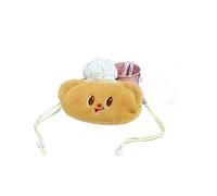 Yellow Plush Bear Crossbody Bags Cute Coin Purse Cosmetic Organizer Student Pencil Case (3-Pack)