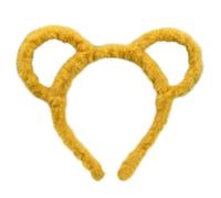 Yellow Plush Headband - Thick Round Bear Ears for Women Winter Makeup & Accessories