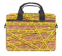Yellow Police Lines Collection Laptop Case Bag Sleeve Portable Crossbody Messenger Briefcase w/Strap Handle 13 14 inch