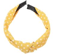 Yellow Polka Dot Fabric Wide Headband for Women | Top knotted style, lightweight and non slip, comfortable fit with no head pressure, for holidays and bachelorette parties