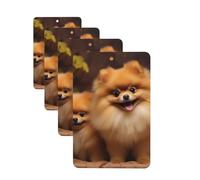 Yellow pomeranian Car Air Fresheners Cards 4 Pcs Hanging Fragrance Scented Cards Long-Lasting Car Aromatherapy Tablets for Wardrobe Bathroom Car Interior Mirror Pendant Gifts