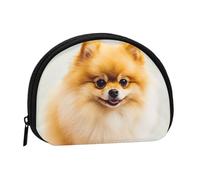 Yellow pomeranian Coin Purse, Mini Wallet for Women Men Gifts Change Bag with Zipper Shell Shaped Small Coin Bag Travel Organizer Change Storage Pouch for Cash, Cards, Keys, Lipstick