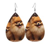 yellow pomeranian earrings for women earings leather teardrop double sided earrings lightweight dangle earrings for women ear accessories fashion jewelry birthday gift