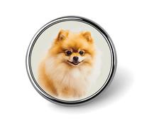 Yellow Pomeranian Round Badge Fashion Decoration Pins Comfort Smooth Metal Badges for Gifts Lightweight Personalized Brooch for T-Shirts Jackets Men Women