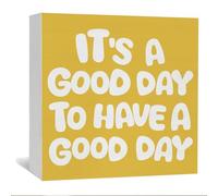 Yellow Positive Affirmation Office Decor Wooden Box Sign Room Nursery Kitchen Bathroom Bedroom Home Decor Inspirational Gifts for Women Men Desk Shelf Tabletop Decoration