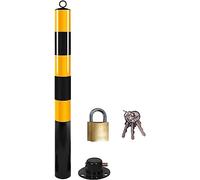 Yellow Powder Coated Parking Bollard with LockDurable Traffic Control Post for Driveway Protection Home Garden Decor and Safe Area Management