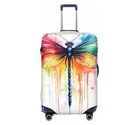 Yellow Purple Dragonfly Elastic Travel Luggage Cover Suitcase Protector, Print Suitcase Baggage Cover Anti-Scratch