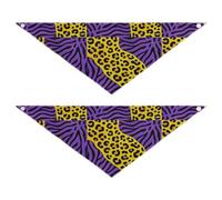 Yellow-purple Leopard Print Dog bandanas bulk Snap Button Dog Breed Bib Cute Pet Holiday Set for Dogs Cats L