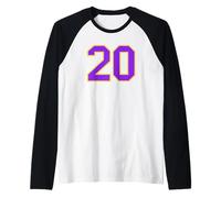 Yellow Purple Sport Team Number #20 Raglan Baseball Tee