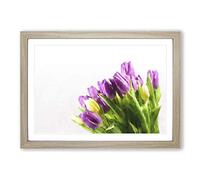 Yellow & Purple Tulips Painting Framed Print | A2 Oak Framed Wall Art | Ready to Hang | Modern Historical Picture | Living Room Bedroom Lounge Office