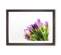Yellow & Purple Tulips Painting Framed Print | A2 Walnut Framed Wall Art | Ready to Hang | Modern Historical Picture | Living Room Bedroom Lounge Office
