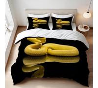 Yellow Python King Duvet Cover Set 3D Printed Reptiles Bedding Set Ultra Soft Microfiber Quilt Cover 220x230 cm for Double Bed with 2 Pillowcases with Zipper E/53